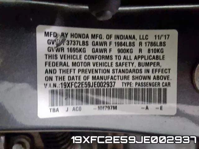 19XFC2E59JE002937 фото 2