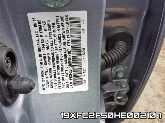 19XFC2F50HE002107 фото 2