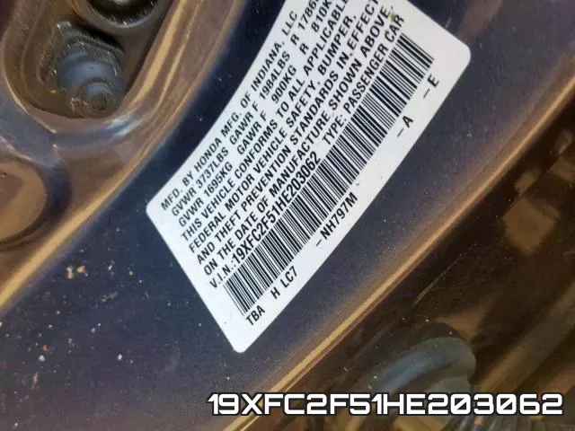 19XFC2F51HE203062 фото 2