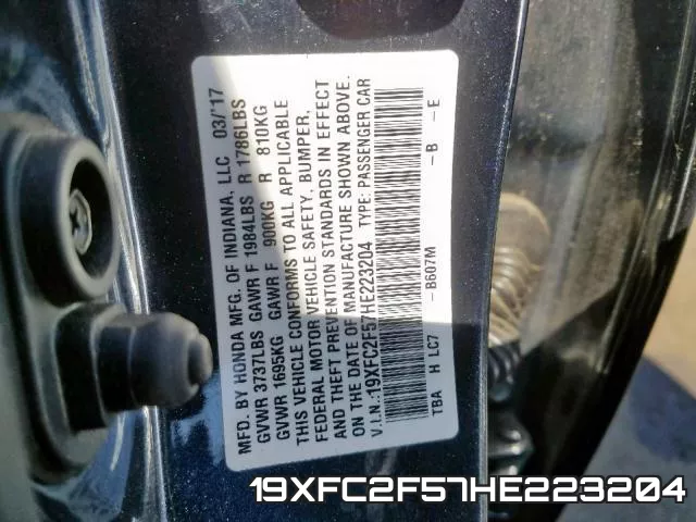 19XFC2F57HE223204 фото 2