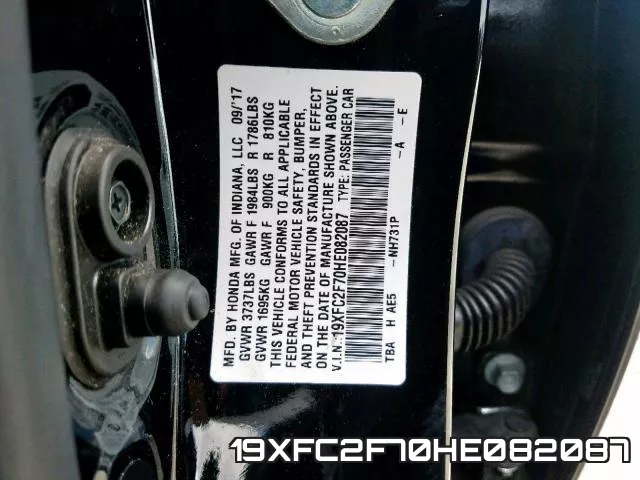 19XFC2F70HE082087 фото 2