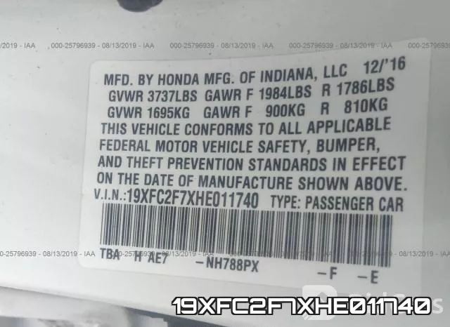 19XFC2F7XHE011740 фото 10