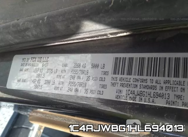 1C4AJWBG1HL694013 фото 10