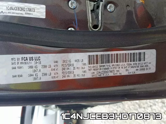 1C4NJCEB3HD170873 фото 2