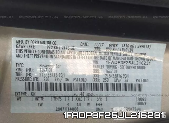 1FADP3F25JL216231 фото 10