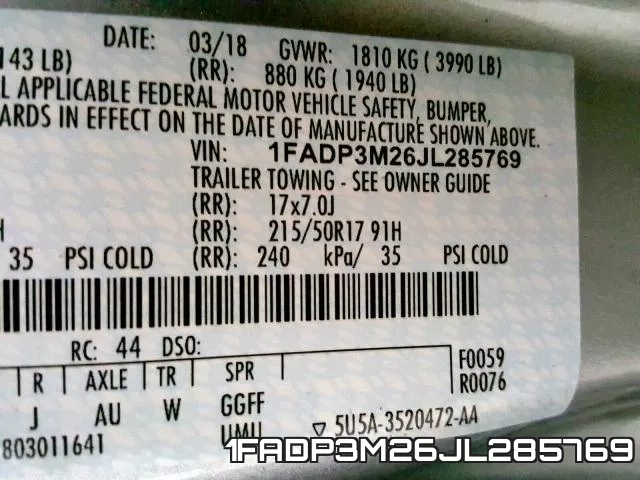 1FADP3M26JL285769 фото 2