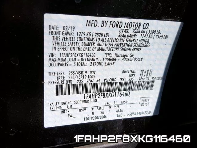 1FAHP2F8XKG116460 фото 2