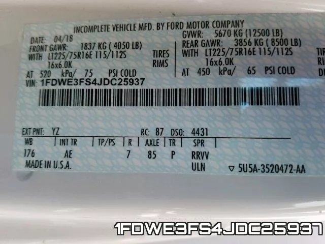1FDWE3FS4JDC25937 фото 2