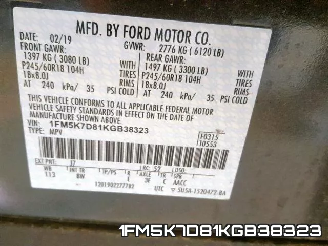 1FM5K7D81KGB38323 фото 2