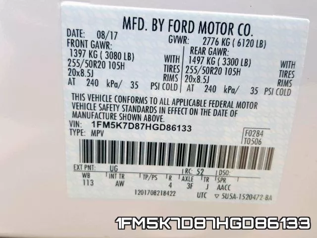 1FM5K7D87HGD86133 фото 2