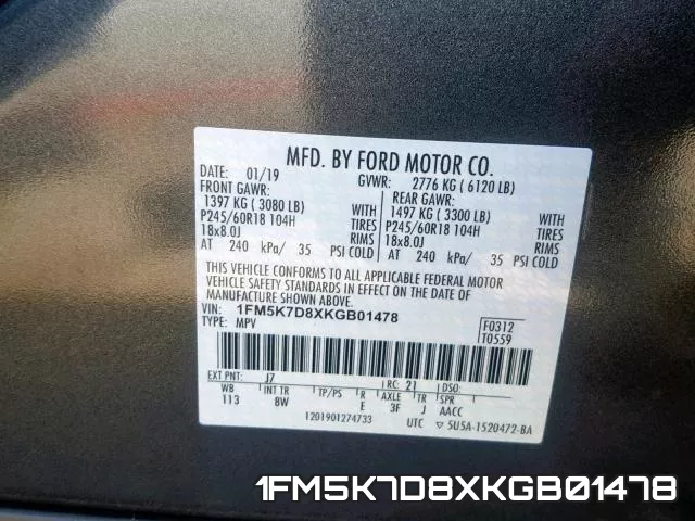 1FM5K7D8XKGB01478 фото 2