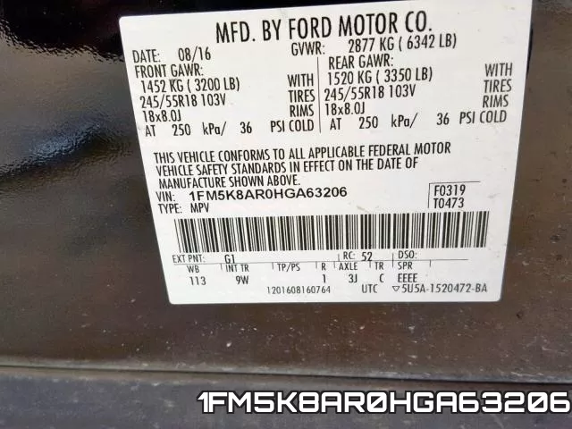 1FM5K8AR0HGA63206 фото 2