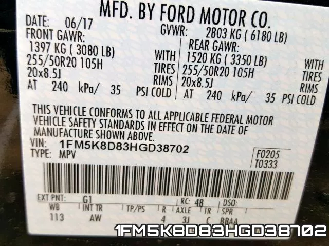1FM5K8D83HGD38702 фото 2