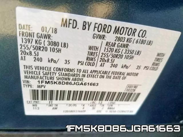 1FM5K8D86JGA61663 фото 2