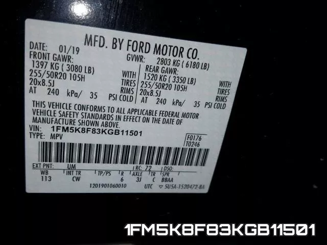 1FM5K8F83KGB11501 фото 2