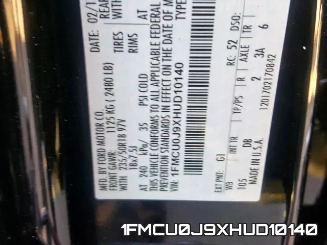 1FMCU0J9XHUD10140 фото 2