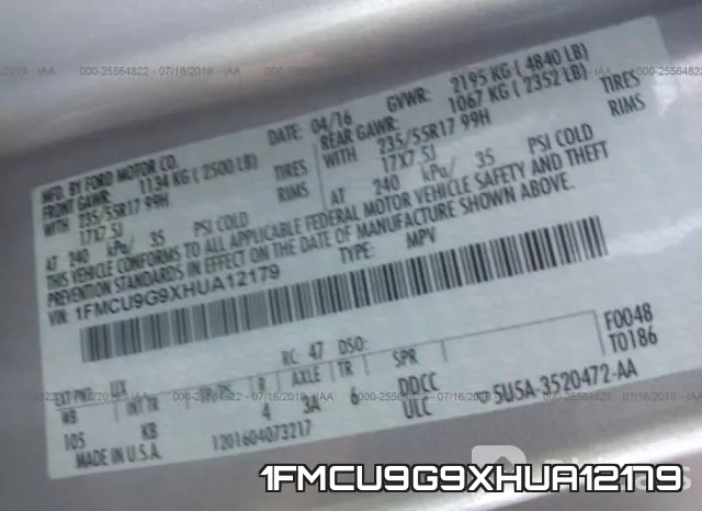 1FMCU9G9XHUA12179 фото 10