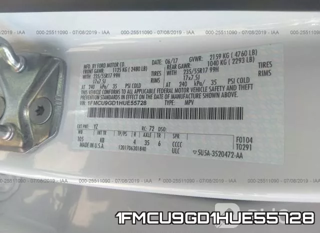 1FMCU9GD1HUE55728 фото 10