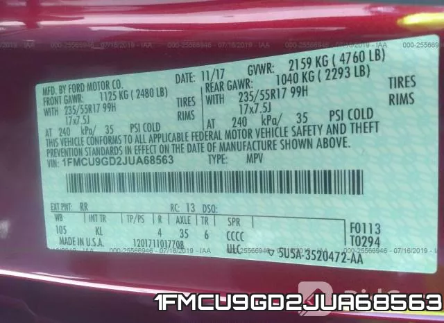 1FMCU9GD2JUA68563 фото 10