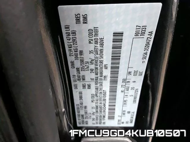 1FMCU9GD4KUB10507 фото 2