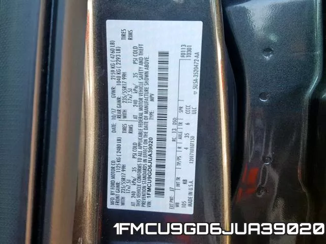 1FMCU9GD6JUA39020 фото 2