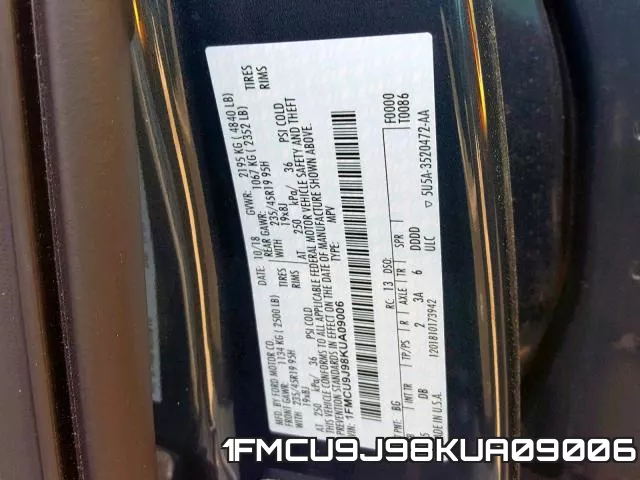 1FMCU9J98KUA09006 фото 2