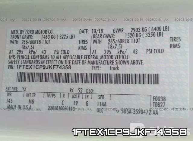 1FTEX1CP9JKF74358 фото 10