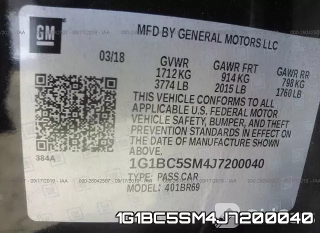 1G1BC5SM4J7200040 фото 10