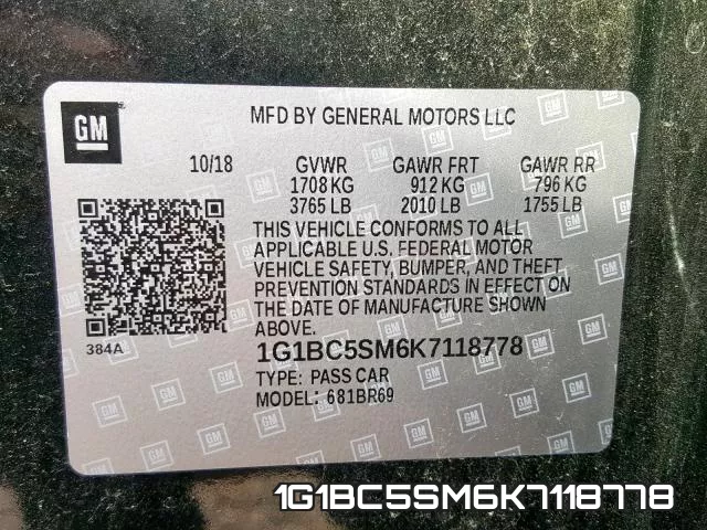 1G1BC5SM6K7118778 фото 2