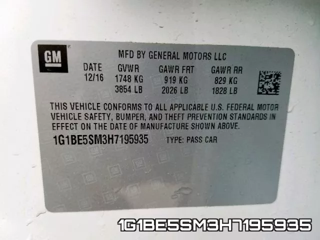 1G1BE5SM3H7195935 фото 2