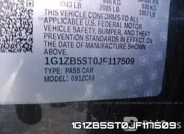 1G1ZB5ST0JF117509 фото 10