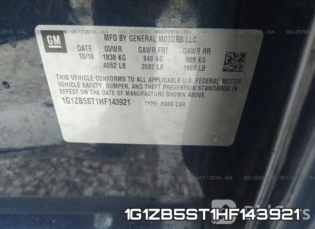 1G1ZB5ST1HF143921 фото 10