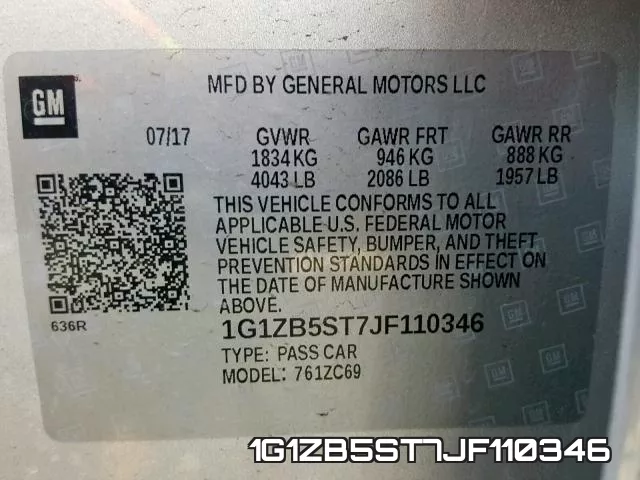 1G1ZB5ST7JF110346 фото 2