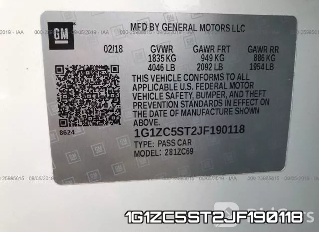 1G1ZC5ST2JF190118 фото 10