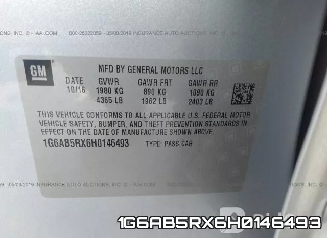 1G6AB5RX6H0146493 фото 10