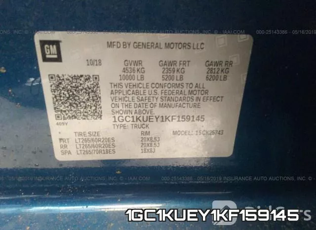 1GC1KUEY1KF159145 фото 10