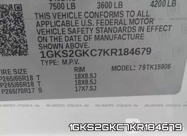 1GKS2GKC7KR184679 фото 10