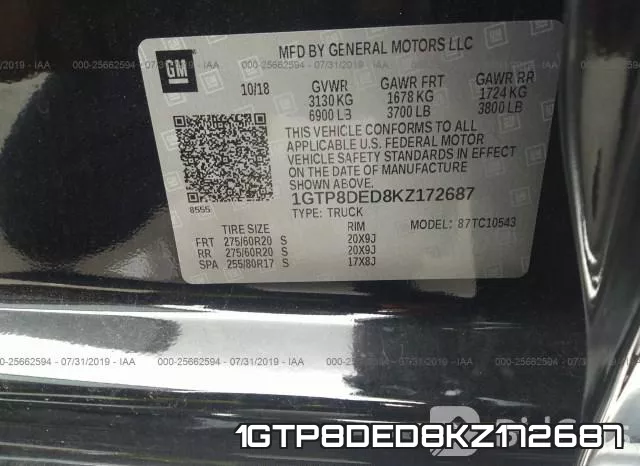 1GTP8DED8KZ172687 фото 10