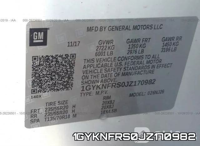 1GYKNFRS0JZ170982 фото 10