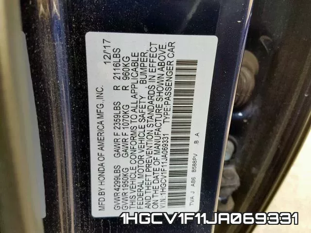1HGCV1F11JA069331 фото 2