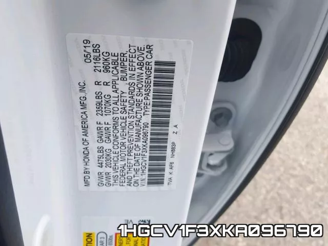 1HGCV1F3XKA096790 фото 2