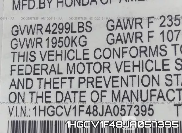 1HGCV1F48JA057395 фото 10