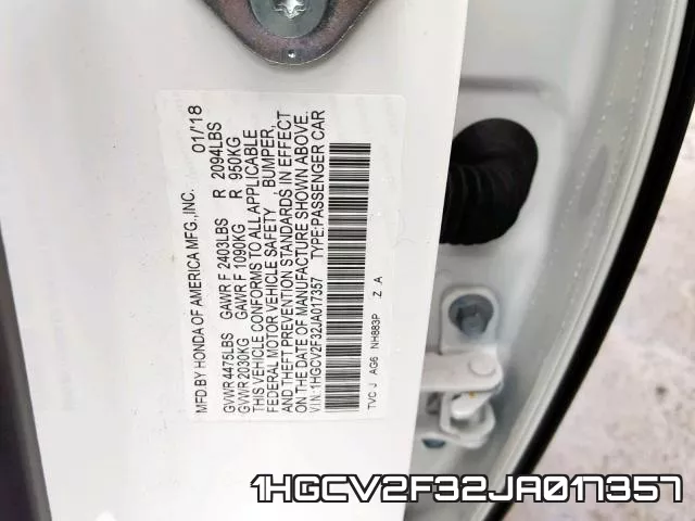 1HGCV2F32JA017357 фото 2