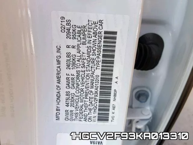 1HGCV2F93KA013310 фото 2