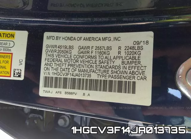 1HGCV3F14JA013735 фото 10