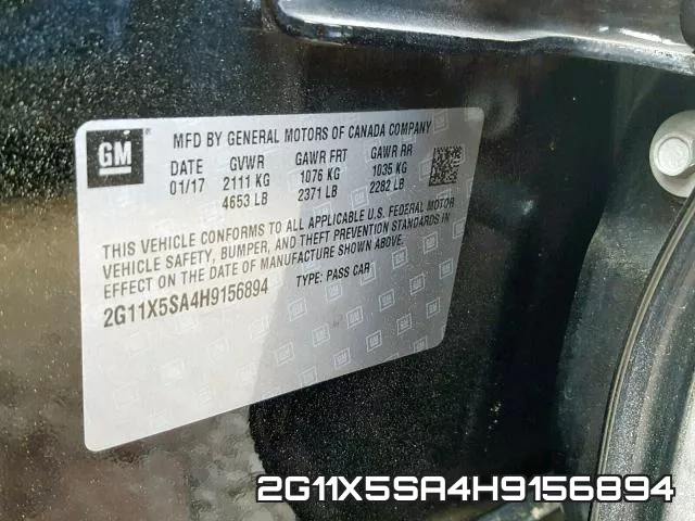 2G11X5SA4H9156894 фото 2