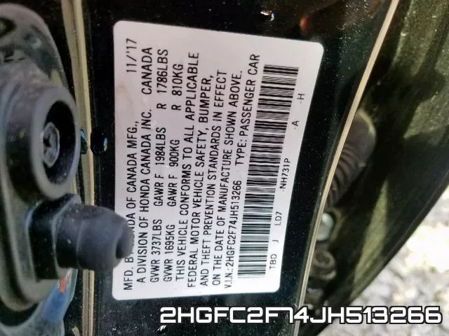 2HGFC2F74JH513266 фото 2
