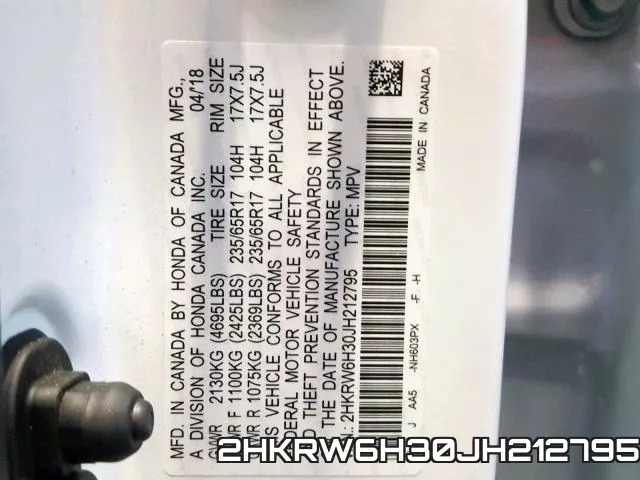 2HKRW6H30JH212795 фото 2