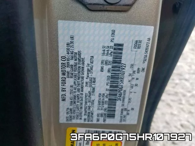 3FA6P0G75HR107927 фото 2