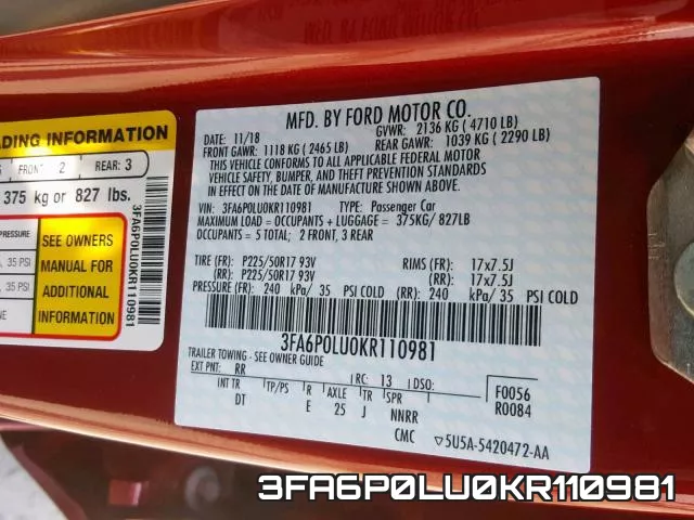 3FA6P0LU0KR110981 фото 2
